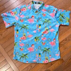 Jogal tropical santa short sleeve shirt mens large. worn once